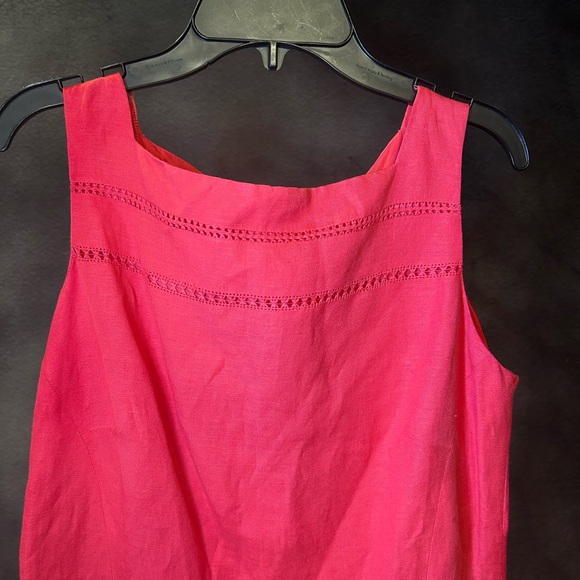 Linen Blend Jones New York Vibrant Pink Midi Dress - Picture 4 of 8